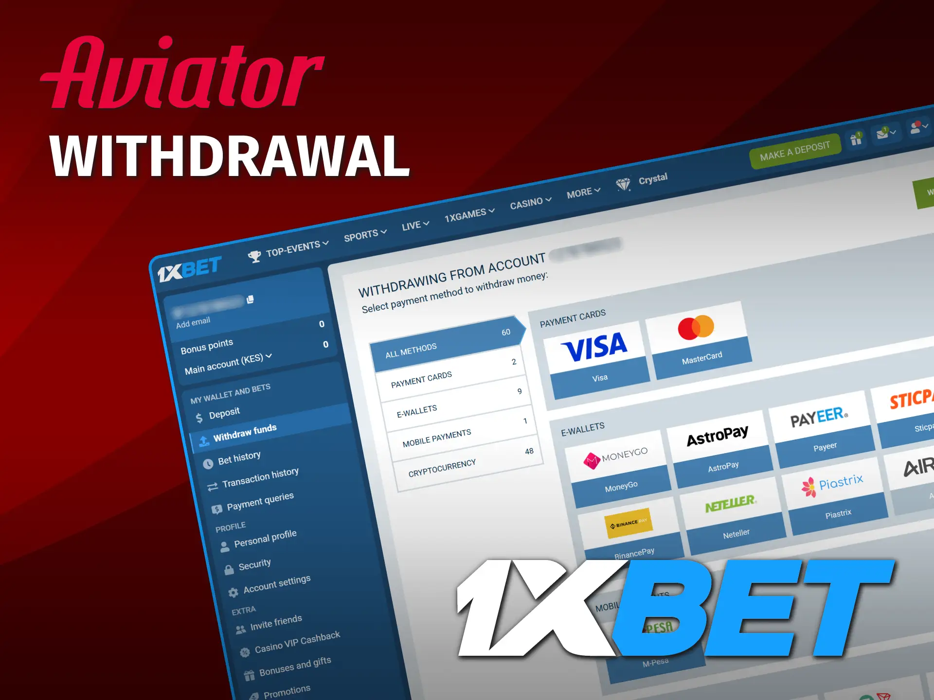 Get your Aviator winnings with 1xBet withdrawal options in Kenya.