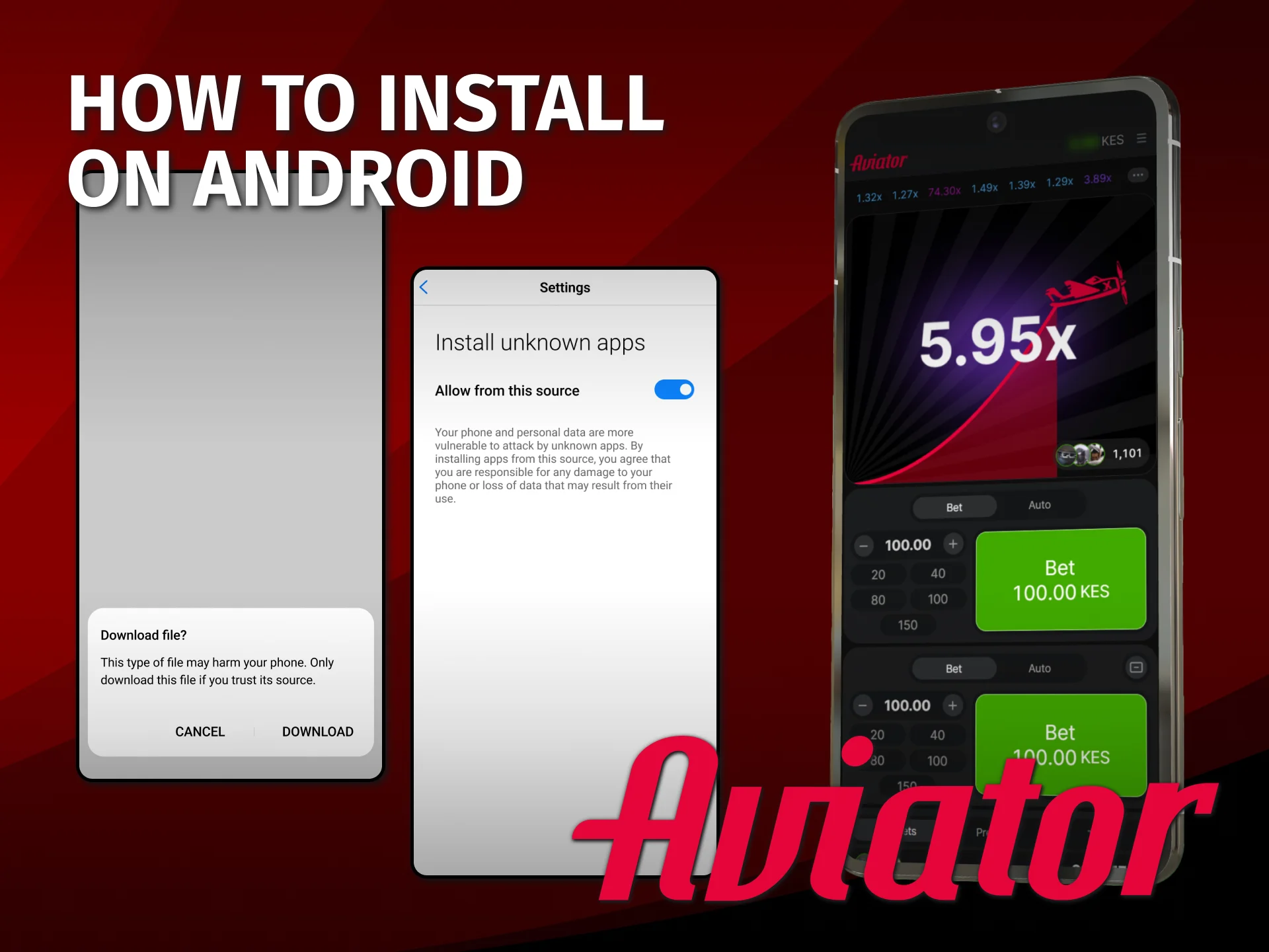 Follow steps to install the Aviator official Android APK in Kenya.