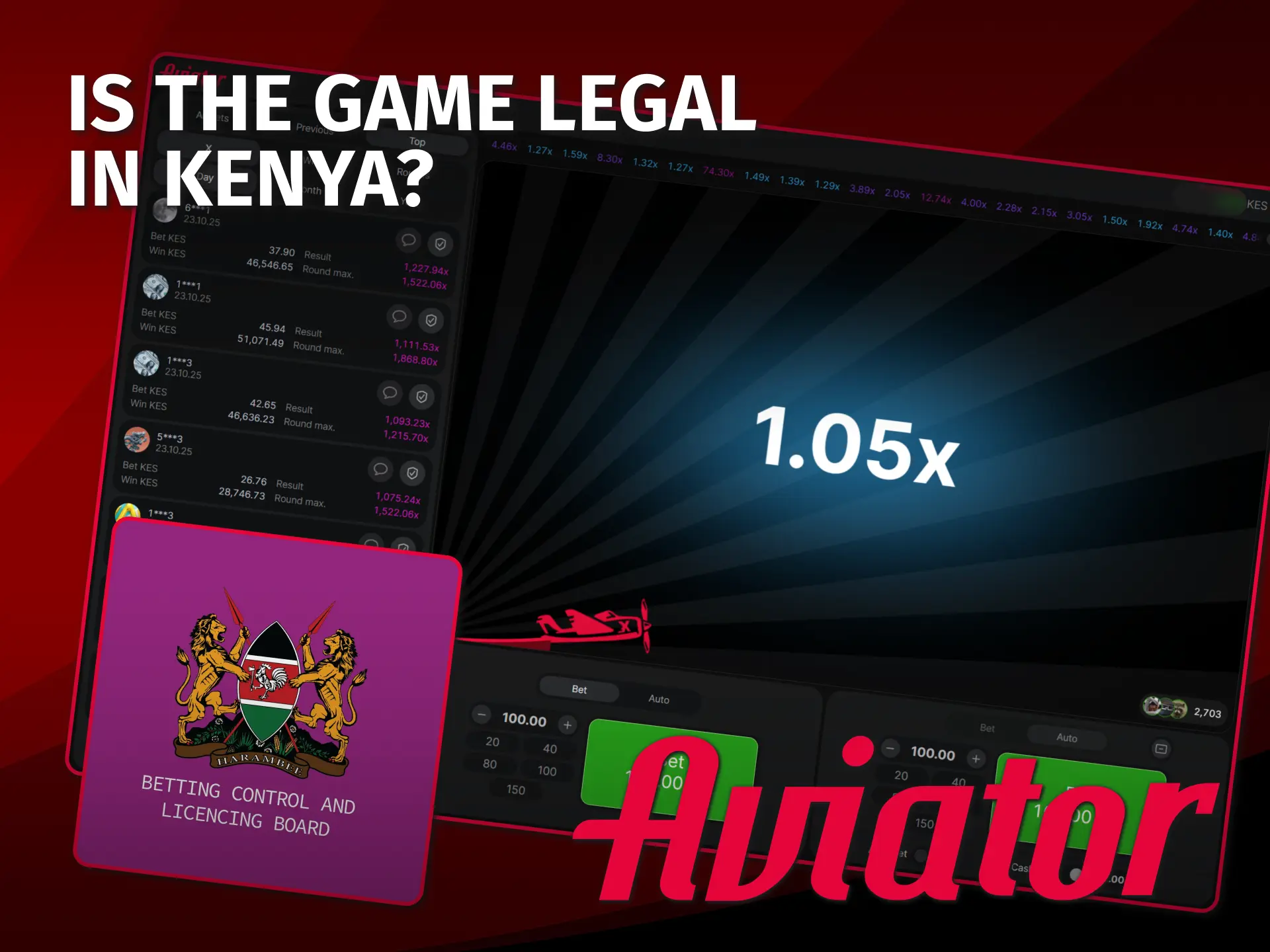 Play Aviator only through approved legal licensed casinos in Kenya.