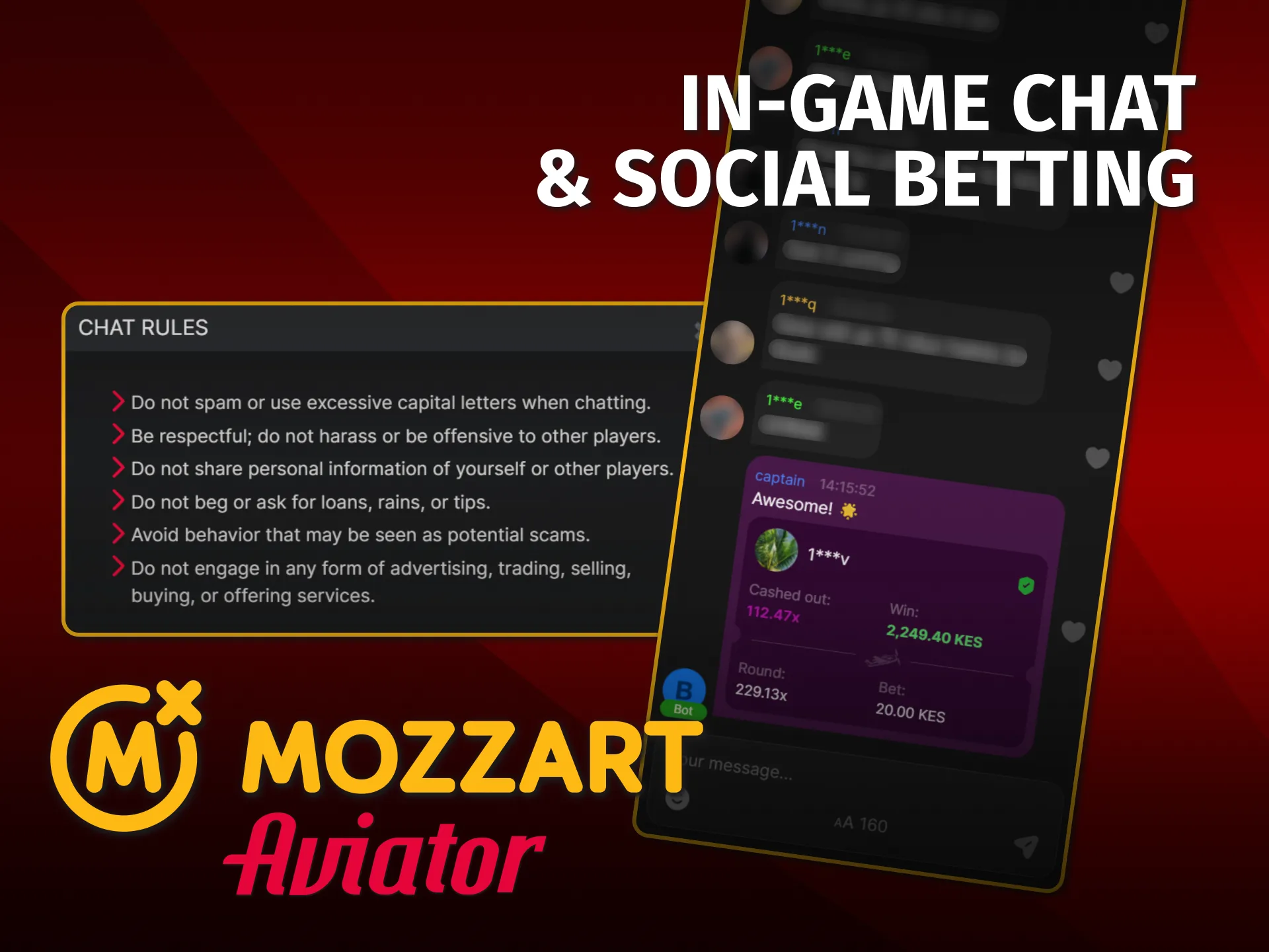 Interact with Aviator players using the MozzartBet chat in Kenya.