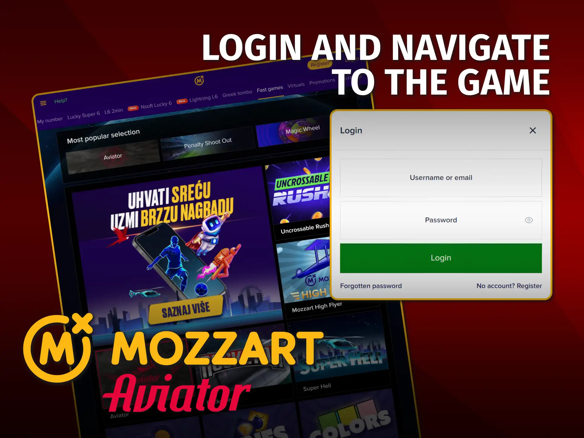 Login and find the Aviator game at MozzartBet Kenya official.