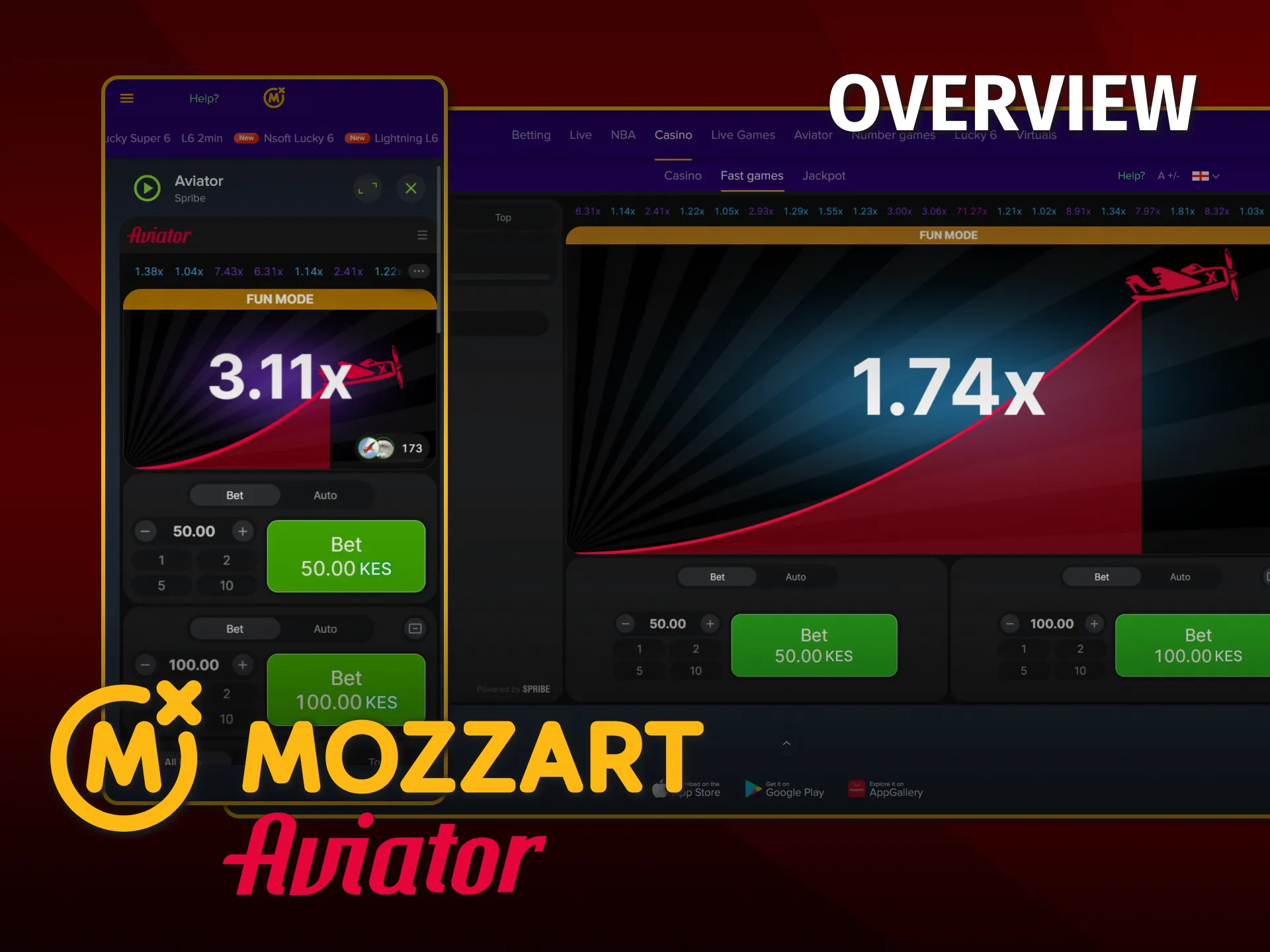 Bet on the virtual Aviator plane at MozzartBet Kenya.