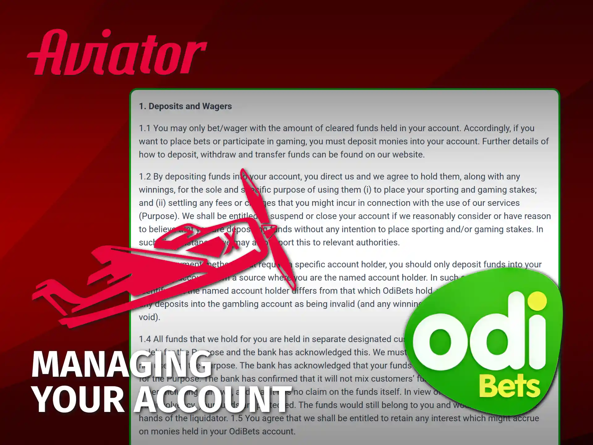 Deposit and withdraw to manage your Odibet Aviator Kenya account.